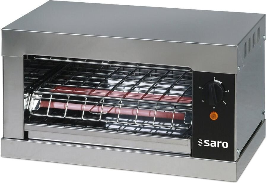 Saro Broodrooster BUSSO T1 – RVS – Professionele Horeca Toaster met Timer en Boven- Onderwarmte – 2 kW – 440×260×250 mm