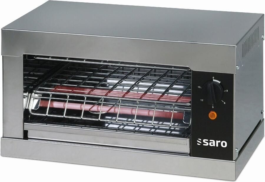 Saro Broodrooster BUSSO T1 – RVS – Professionele Horeca Toaster met Timer en Boven- Onderwarmte – 2 kW – 440×260×250 mm