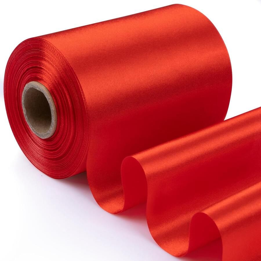 Satijnen lint 10 cm x 30 m rood voor versiering