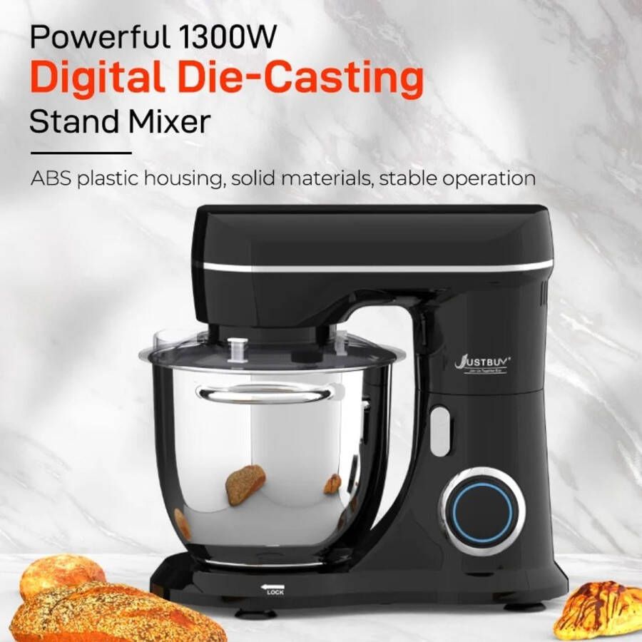 Sattire 3-in-1 Deegmachine 1300W – Keukenmixer & Kneedmachine voor Deeg Room Ei Cake & Noedelbrood