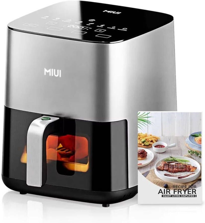 Sattire 5L Airfryer met Touchscreen – Olievrije Heteluchtfriteuse met Kijkvenster & Antiaanbakmand