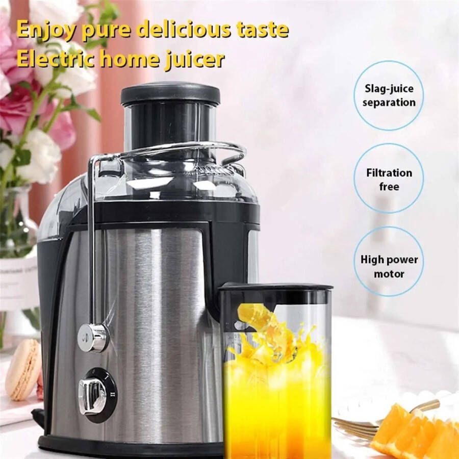 Sattire 800W Juicer met 3” Vulmond – Voor Groenten & Fruit – 2 Snelheden & Pulpafscheider