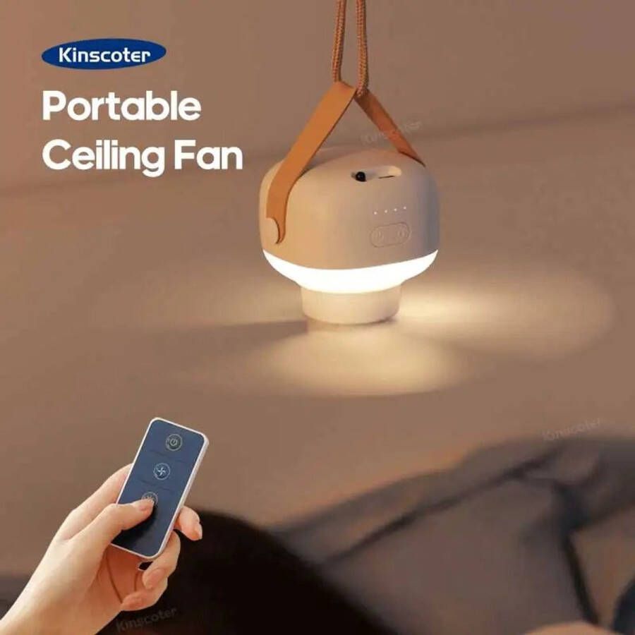 Sattire Campingventilator met LED & Afstandsbediening – Oplaadbaar en Multifunctioneel voor Tent of Plafond
