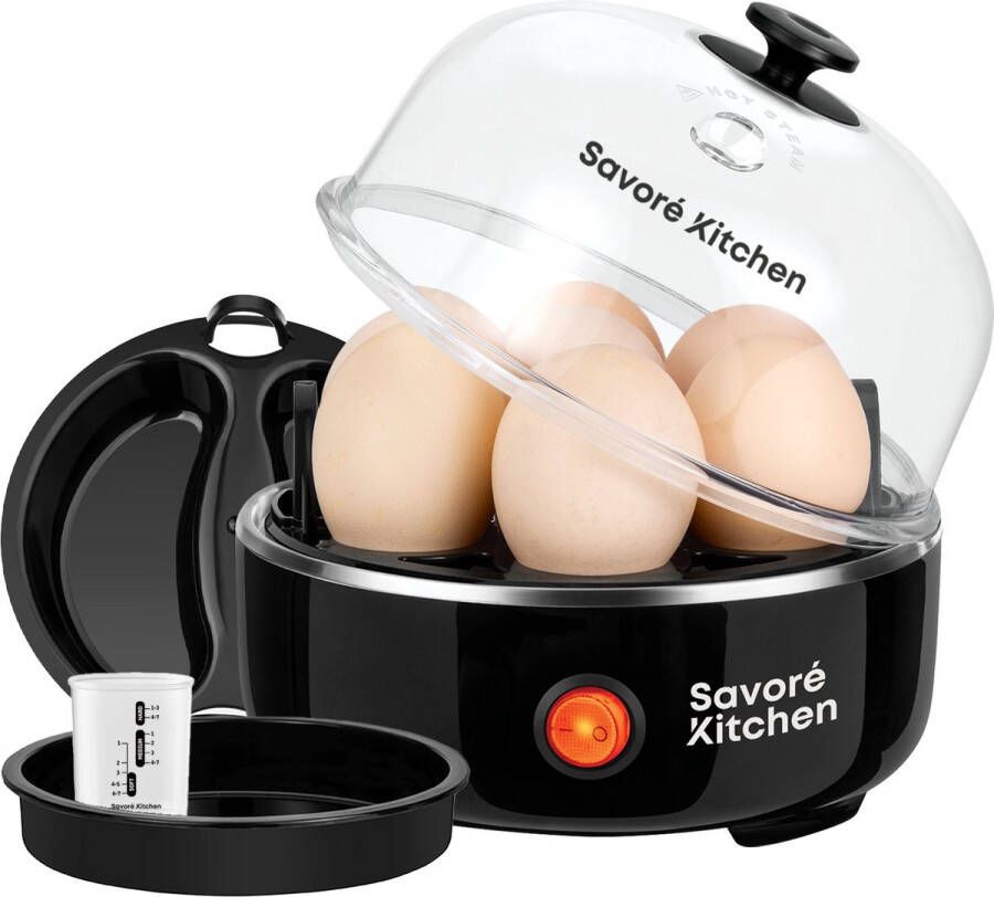Savoré Kitchen 3-in-1 Eierkoker 7 Eieren Electrisch Eierkokers met Timer Zwart