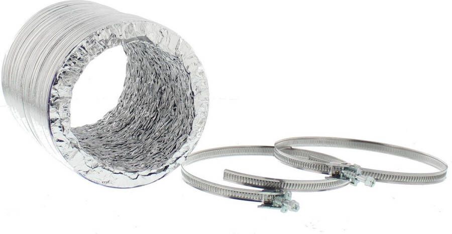 Scanpart lucht afvoerslang 125 mm 1.5 meter Aluminium Inclusief 2 slangklemmen Hittebestendig tot 250°C Geschikt voor wasdroger airco afzuigkap Ventilatieslang Ventilatiebuis - Foto 2