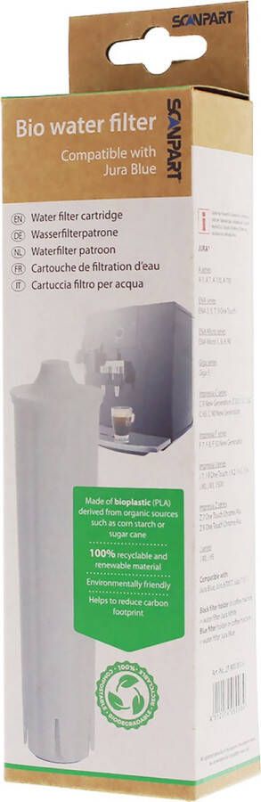 Scanpart Bio waterfilter voor koffiemachine Geschikt voor Jura ENA Impressa Jen Impressa Z series Alternatief voor Jura Blue Gemaakt van milieuvriendelijk bioplastic 1 stuk