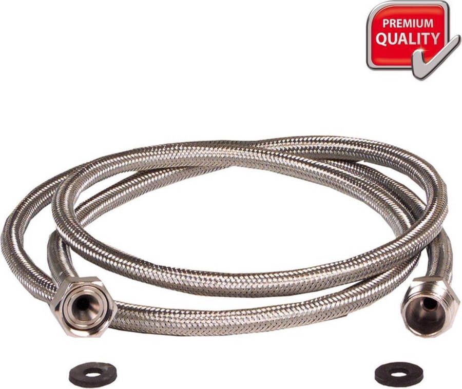 Scanpart gepantserde verlengslang 3 meter Veilige verlenging van waterslang Geschikt voor wasmachine vaatwasser boiler koffiezetapparaten ijsblokjesmachine side-by-side koelkasten KTW-A en DVGW goedgekeurd Gevlochten RVS Universeel
