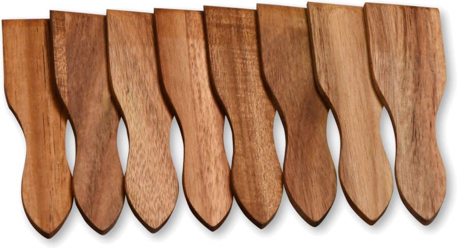 Scanpart houten spatels 15 cm Gourmet Raclette Grillplaat Steengrill Bakplaat Teppanyaki Kleine spatels Mini spatels 6 stuks