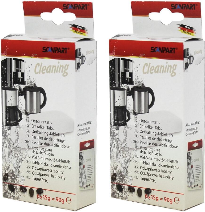 Scanpart Set van 2 ontkalkingstabletten voor koffiemachine Geschikt voor Bosch Jura Krups Melitta Miele Philips Saeco Siemens 6 stuks Universeel