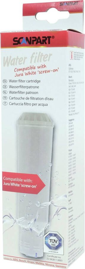 Scanpart waterfilter voor koffiemachine Geschikt voor AEG Bosch Gaggenau Krups Melitta Neff Nivona Siemens etc. Alternatief voor Jura White Schroefbaar AEL01 F08801 F088 TZ6003 NIRF700 TZ60003 1 stuk - Foto 1