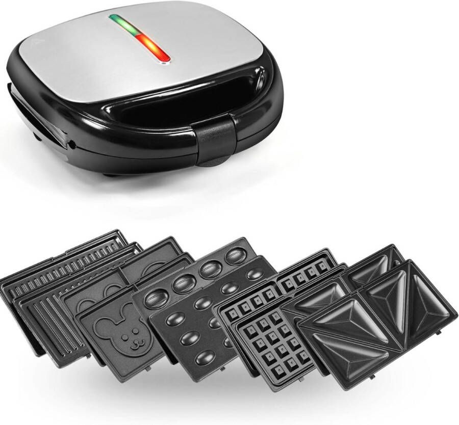 Sch Contactgrill met uitneembare platen Contactgrill Multi grill Zwart ‎24cm x 22cm x 10cm