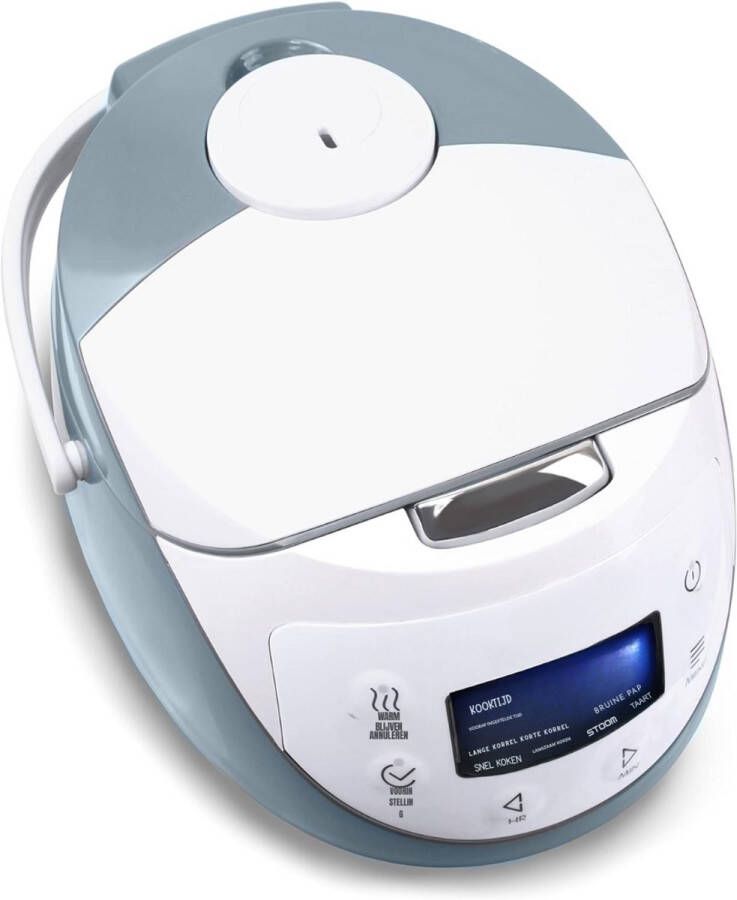 Sch Rijstkoker klein Rijstkoker Rijstkokers Wit Blauw 30cm x 23cm x 21cm