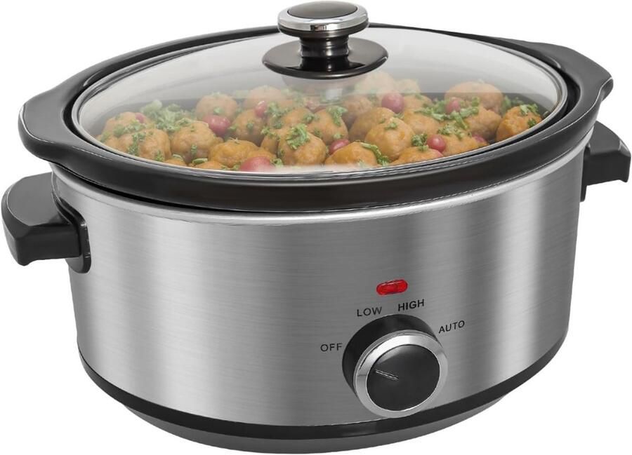 Sch Slowcooker met timer Slowcooker Crockpot Blauw ‎24cm x 31cm x 18cm
