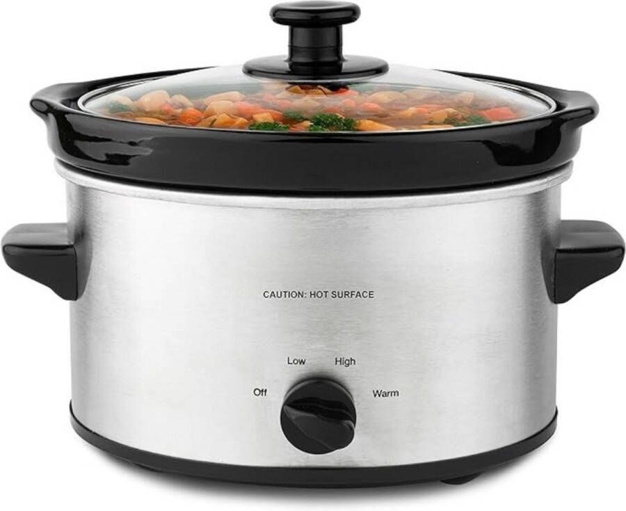 Sch Slowcooker met timer Slowcooker Crockpot Zilver 25cm x 25cm x 20cm