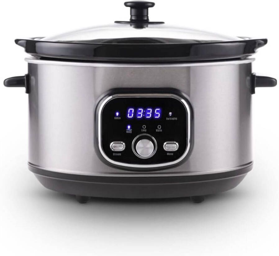 Sch Slowcooker met timer Slowcooker Crockpot Zilver ‎25cm x 32cm x 23cm