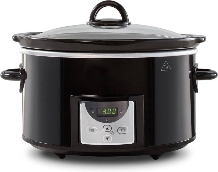 Sch Slowcooker met timer Slowcooker Crockpot Zwart 31cm x 22cm x 30cm