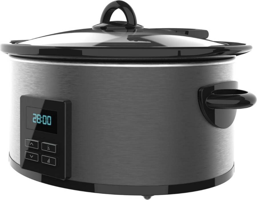 Sch Slowcooker met timer Slowcooker Crockpot Zwart 31cm x 25cm x 40cm