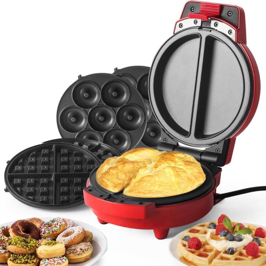 Sch Wafelijzer met verwisselbare platen Wafelijzer Rood ‎23cm x 23cm x 27cm