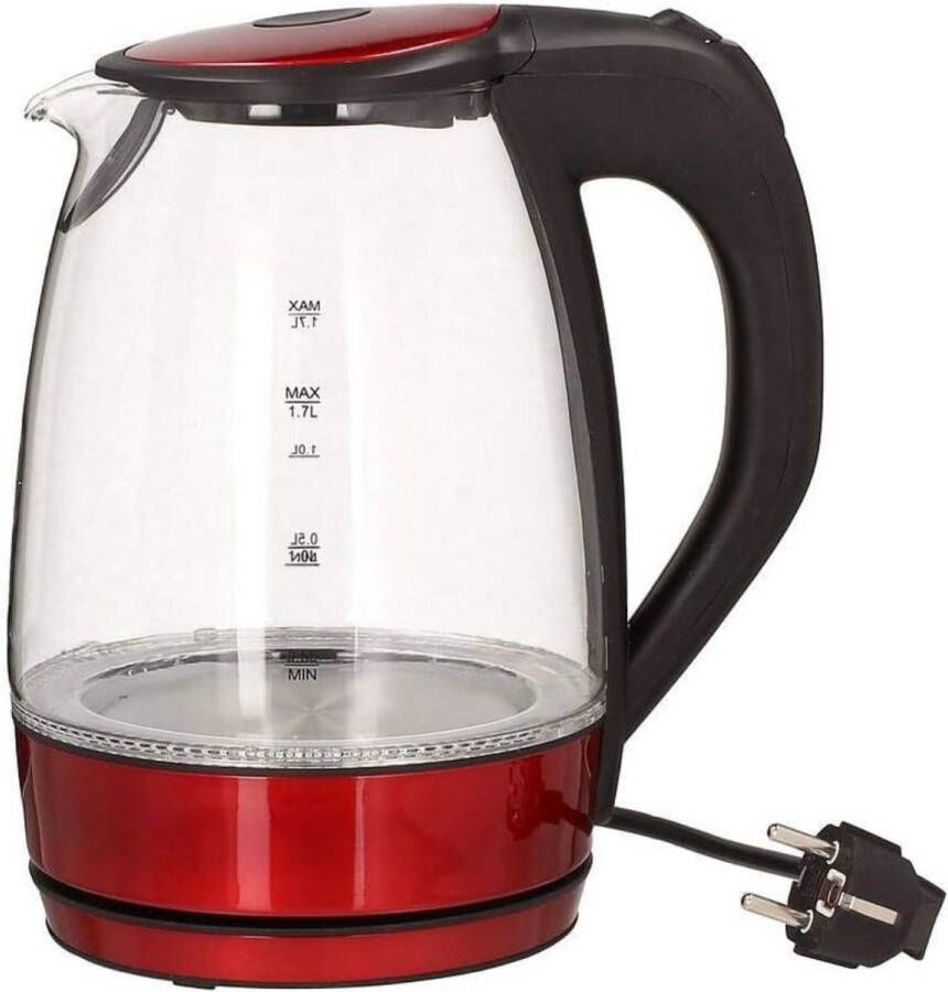 Sch Waterkoker glas Waterkoker Rood- ‎20cm x 23 cm x 25 cm