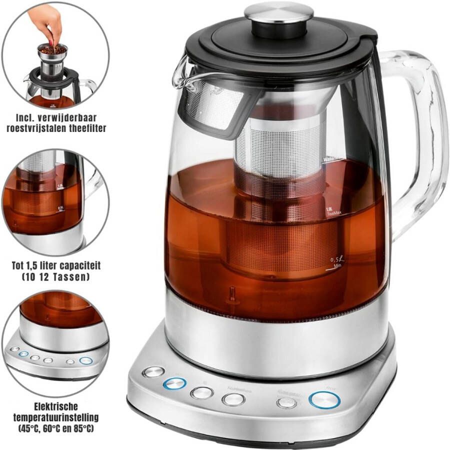 Sch Waterkoker glas Waterkoker Zilver- 17 cm x 1 cm x 1 cm