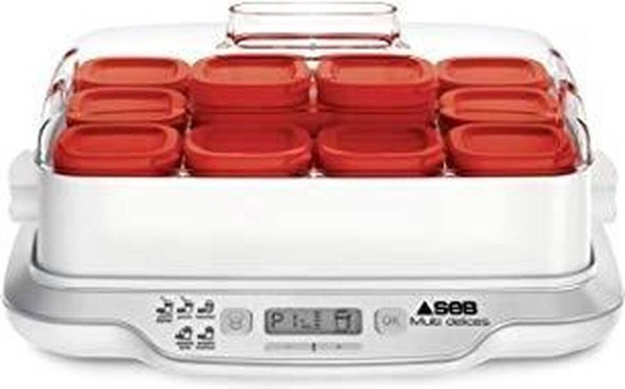 Seb Multi Délices Express 5 in 1 Yoghurtmaker- 12 Potten en Timer 600 Watt