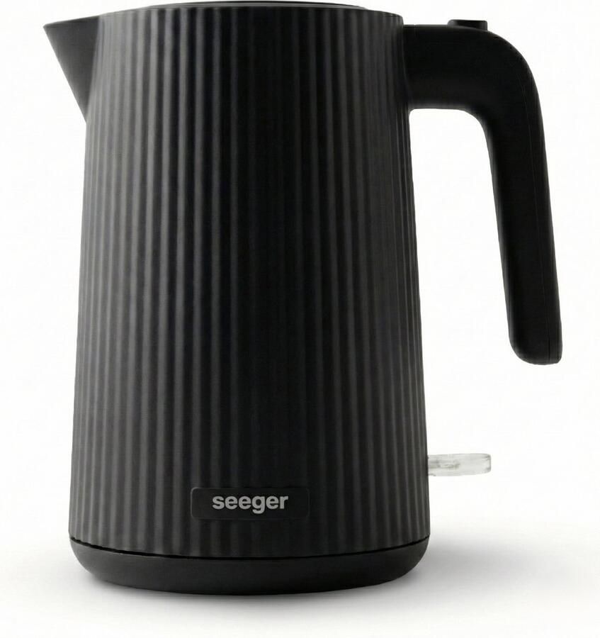 SEEGER Design Elektrische Waterkoker 1.7 liter BPA-Vrij Anti-Kalk Filter 2200 Watt Zwart SGR100BK