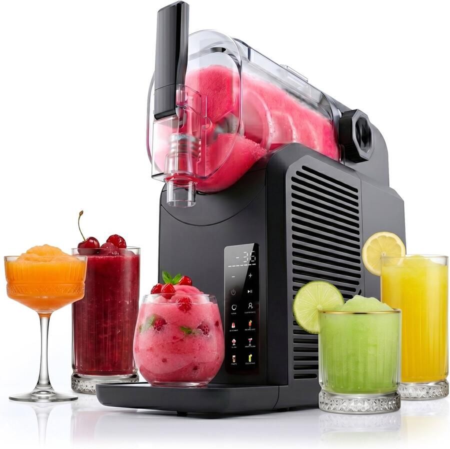 SEEGER SuperSlush Machine Geen IJs Nodig 7 Programma's Slush Puppy Maker Slushi Granita Frappé Milkshakes en meer Zelfreinigingsmodus Zwart