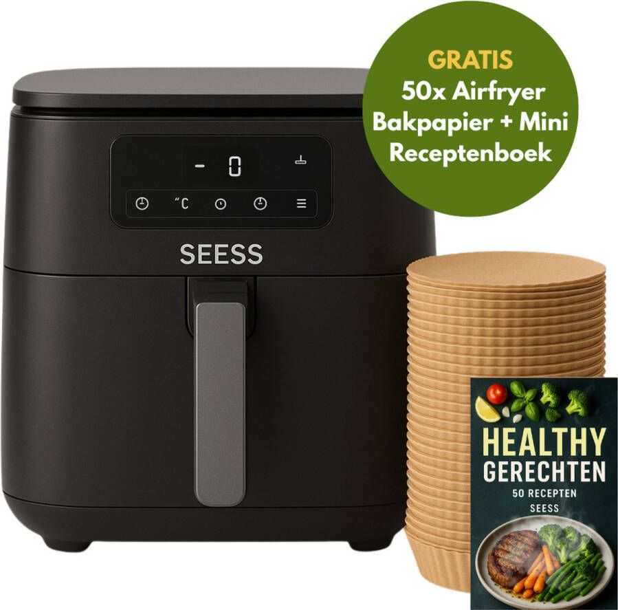 SEESS XL Smartfryer Airfryer XL Dubbele Mand 5 Liter 1500 Watt Dual Zone Technologie -Inclusief 50x Airfryer Bakpapier & E-book met 50 Recepten - Foto 3