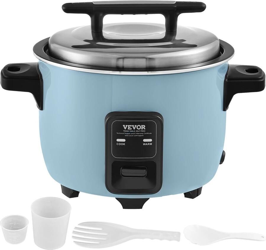 Sello! rijstkoker – warmhoudfunctie – eenvoudige bediening – maatbeker – rijstlepel – 8 liter – 30 40 personen blauw