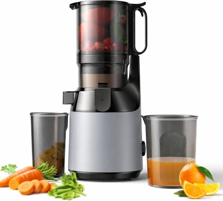 Sello! sapcentrifuge – slowjuicer – juicer – drie filters – 130mm brede invoergoot – pulpcontainer – 0 5 0 8 2mm filters – 1 8 liter
