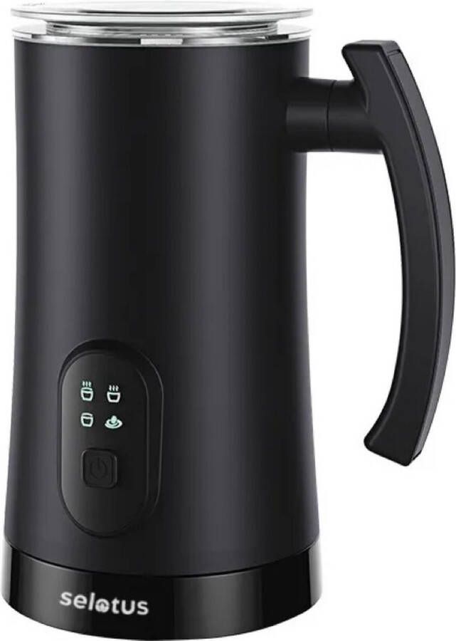 Selotus 4-in-1 Elektrische Melkopschuimer 240 ML Compact – 4 standen Zwart