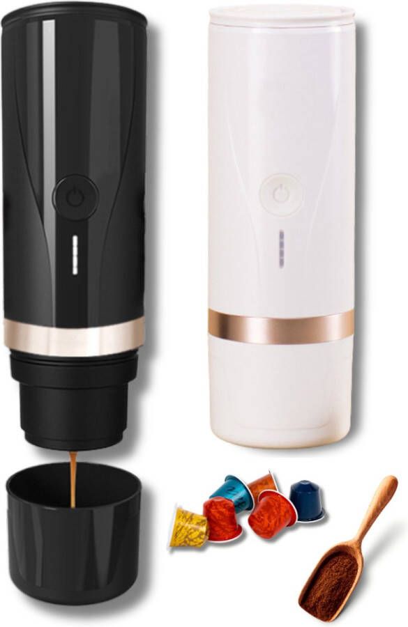 SEMIQ Draagbaar Koffiezetapparaat Ingebouwde Accu Draadloze Koffiemachine Nespresso & Filter Koffie Wit