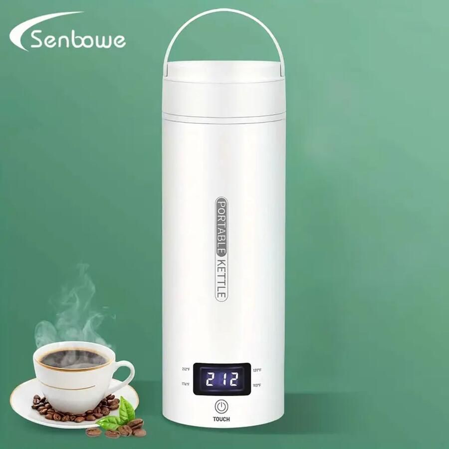 SENBOWE Draagbare Elektrische Waterkoker – Mini Reis Waterkoker van RVS 304 – 4 Temperatuurstanden Automatische Uitschakeling & Droogkookbeveiliging – Wit