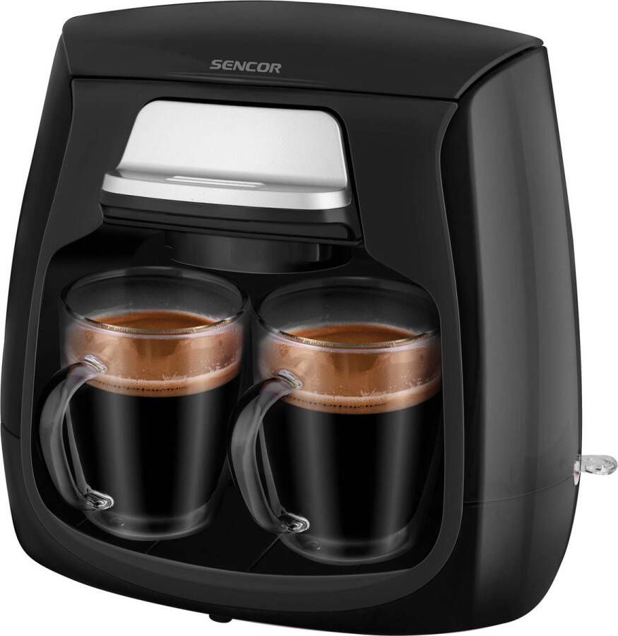Sencor SCE 2100BK koffiezetapparaat inclusief twee dubbelwandige koffieglazen filterkoffie 0 3 liter zwart - Foto 1