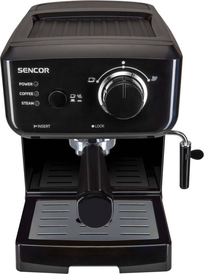 Sencor SES 1710BK espressomachine 15 bar 1 5 liter watertank 1 of 2 kopjes gemalen koffie RVS-filter stoomfunctie melkopschuimer zwart - Foto 2
