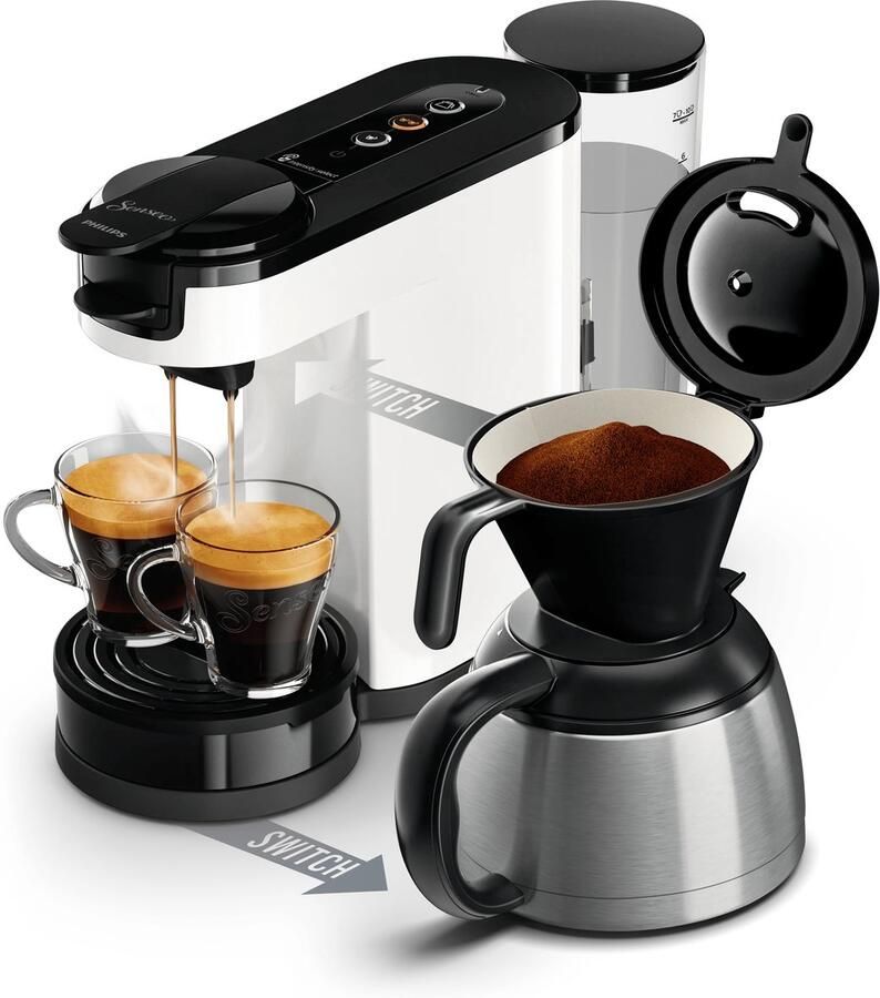 Senseo Philips 2 in 1 koffiezetapparaat SENSEO Switch Philips HD6592 05 2 in 1 met filter en pod geïsoleerd koffiezetapparaat Crema plus