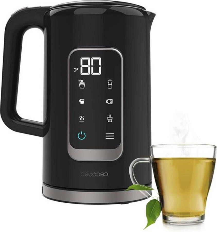 Senza Marchio 1.7-Liter Electric Kettle with 5 Temperature Settings and 2200W Stainless Steel Interior Thermosense 500 Touch Screen Automatic Shut-Off Black