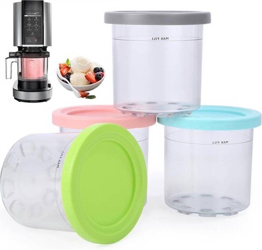 Senza Marchio 4 stuks zelfgemaakte ijshouders voor Ninja Creami BPA-vrij en vaatwasmachinebestendig compatibel met NC299AMZ en NC300s ijsmachine accessoires