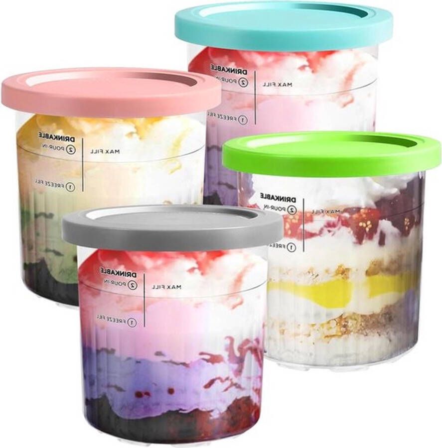 Creami Deluxe kuipen containers voor Ninja ijsmachine NC501uk 4 stuks met deksels