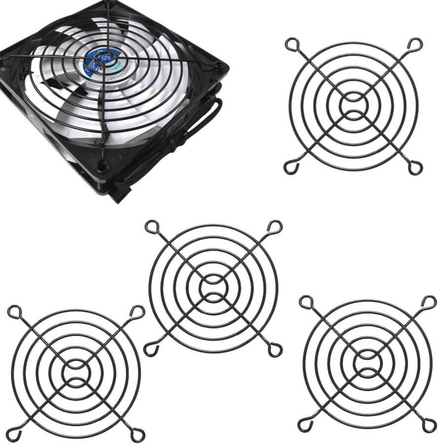 Senza Marchio Fan Grill 120 mm 4 stuks roosters voor pc-ventilatoren beschermrooster voor ventilatoren metalen rooster voor ventilatoren ventilator voor computer ventilatorrooster geschikt voor ventilator