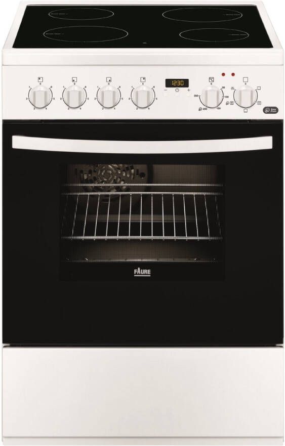 Senza Marchio Faure FCV6530CWA glasfornuis – wit – energieklasse A keramische kookplaat multifunctionele elektrische oven – Catalyse draaispies