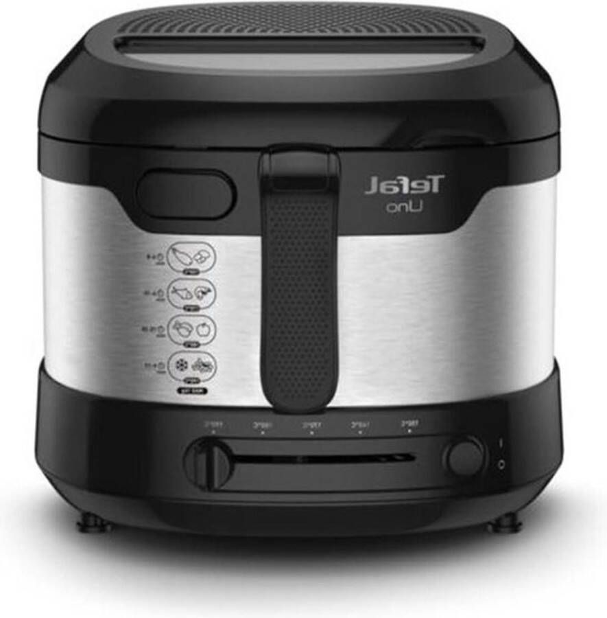 Senza Marchio Friteuse 1600 Watt Capaciteit 1 kg Instelbare Thermostaat Kijkvenster Roestvrij Staal Zwart Uno M FF215D