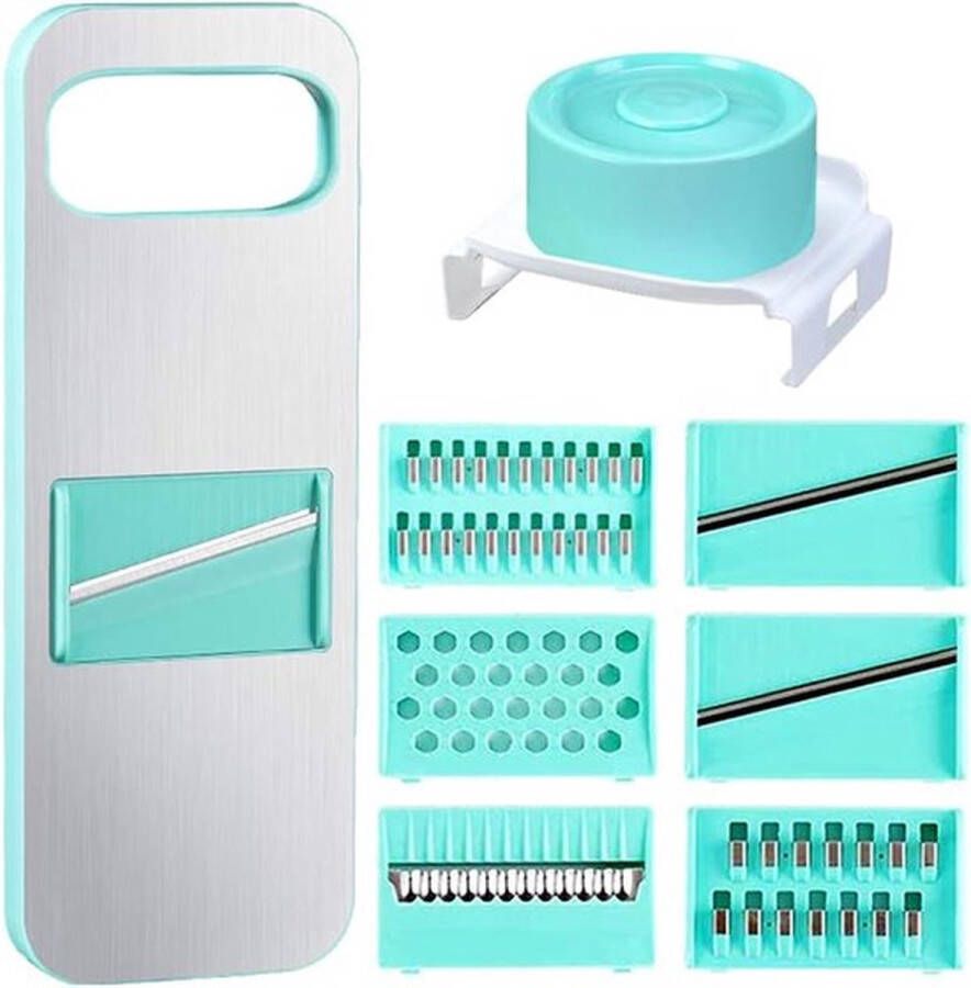 Senza Marchio Groentesnijder Voedselsnijder 6 verwisselbare messen set veggie snijmachine handmatige snijmachine keuken voor knoflook kool wortel aardappel tomaat fruit salade