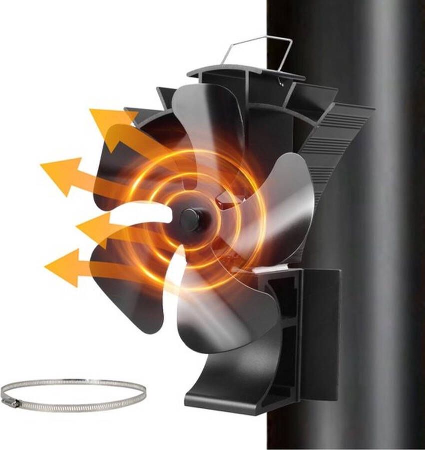 Senza Marchio Houtkachel Ventilator Magnetisch 3-in-1 Zonder Stroom 5 Bladen Stil Haard Ventilator Oven Hout Kachelpijp 1 Reserveling Houtkachel Ventilator