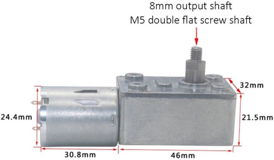 Senza Marchio IFXAVJWSQ JGY370-4632 DC wormwielmotor 24V motor 8 mm uitgangsas M5 schroef dubbele platte kop gewijd aan afzuigkap zelfsluitend (6RPM)