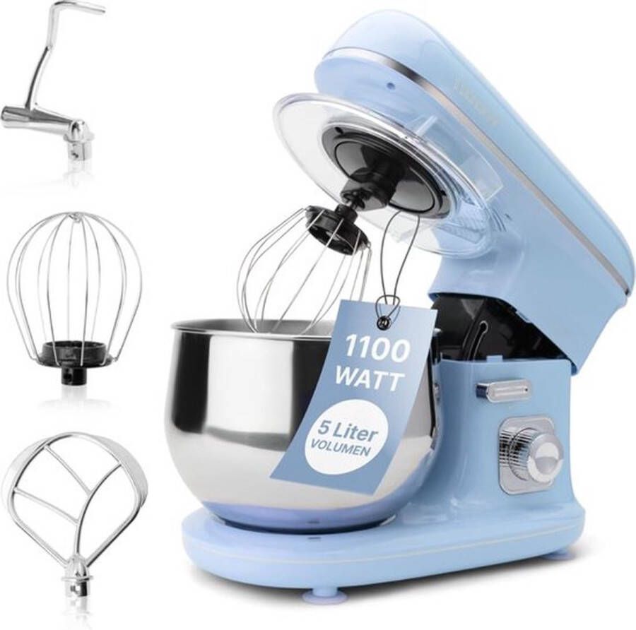 Senza Marchio Krachtige Keukenmixer Met Mengkom Deegmachine Keuken Robot Transparante Spatdeksel Handmixer 1100 Watt Snelheid Regelbaar Met Draaiknop