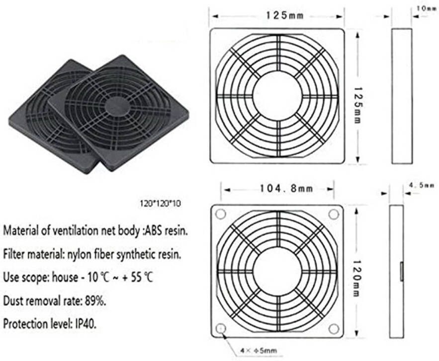 Senza Marchio Mauedest 4 Stks Stofdichte Blower Guard ABS Computer Ventilator Grill 120mm Fan Filter Fan Mesh Cover Gereedschapsvrije Ventilator Zeef