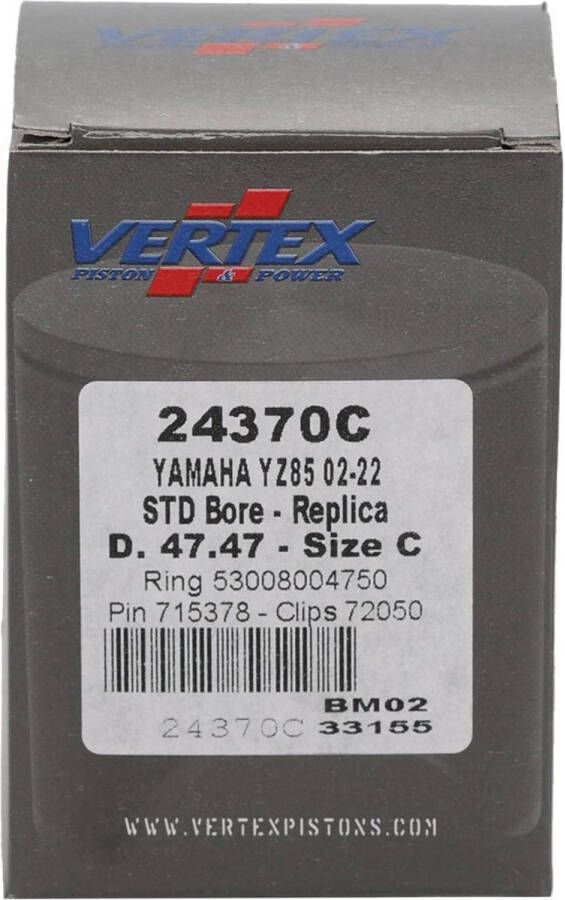 Senza Marchio PISTONE D.47.47 SIZE C Y A M A H A YZ85 02-22 RING 53008004750 PIN 715378 CLIPS 7205024370C