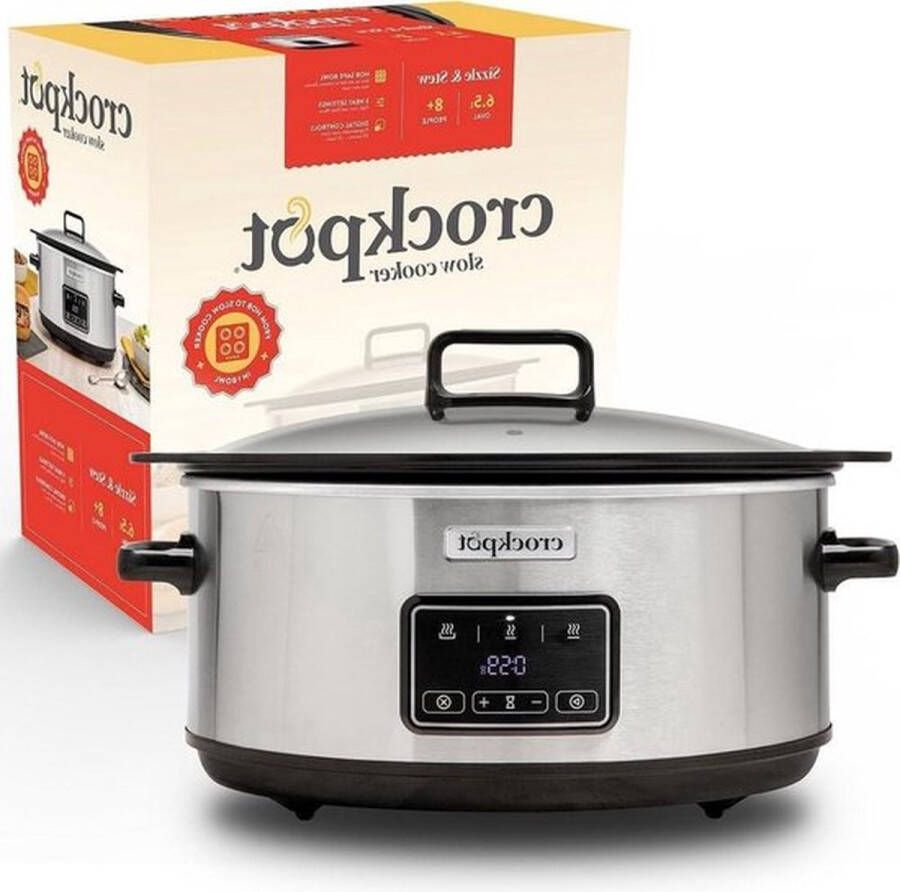 Senza Marchio Sizzle & Stew digitale kookplaat 65 l (8 personen) uitneembare kom inductiekookplaten vlees groenten EU-stekker roestvrij staal CSC112X