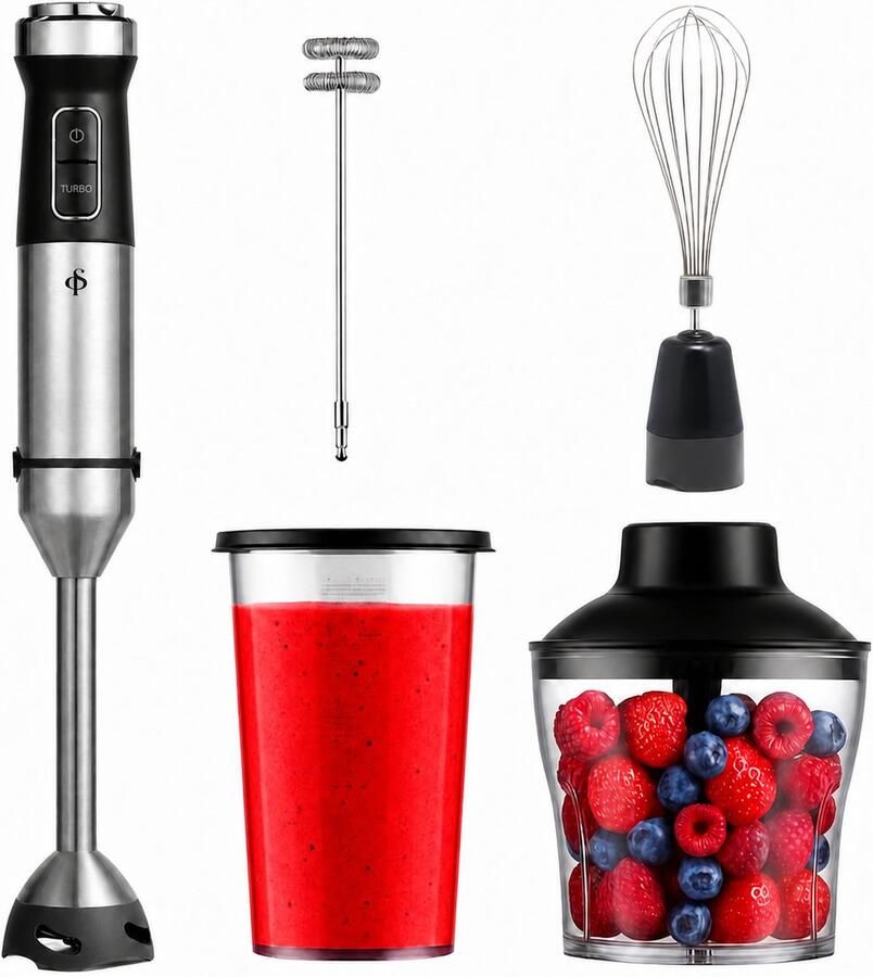 SEPH Staafmixer 5-in-1 Set – 1200W Staafmixer met Mixerstaaf Hakmolen Melkopschuimer Garde & Maatbeker
